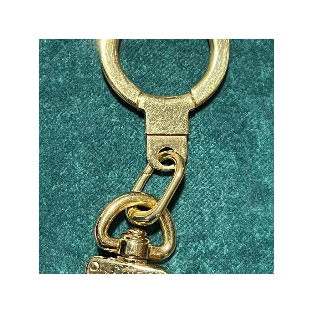 Louis Vuitton gold Bag Charm Keychain Made in Italy Carabiner Ring Slide EC
